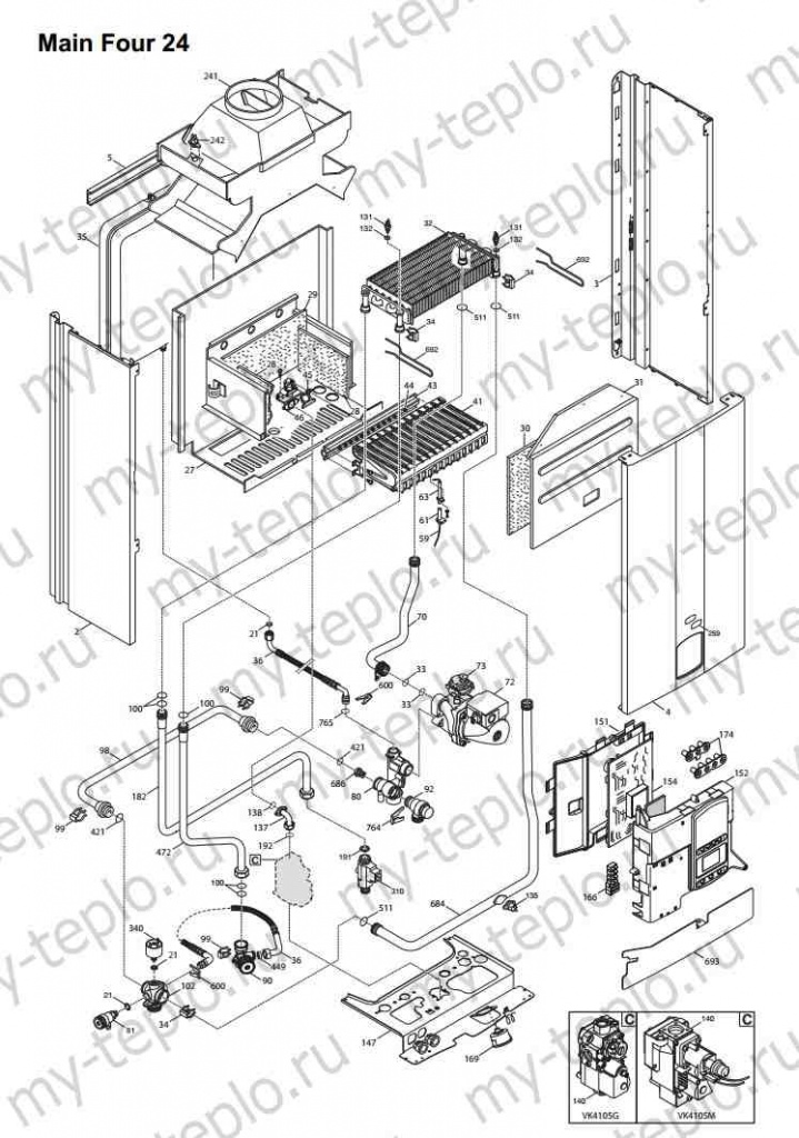 Купить запчасти для Baxi Main Four 24 в Балашихе